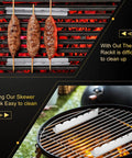 Comparison of grilling with and without the Four Piece Stainless Steel Kabob Skewer Rack Set For Grilling BBQ Long Skewer Holders