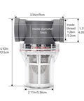 Diagram of 1 Inch Female NPT Inline Strainer for Garden Hose and High Pressure Washer Sediment Filter with dimensions