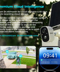 Best 2K Solar Security Camera System For Outdoor Use, Wire Free Battery Powered, installed on wall with phone app display