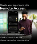 Slick Smart Deadbolt Lock With Keyless Entry, No Sweat App Control, Auto Lock, Fingerprint And Passcode Access, Alexa And Google Compatible, Straight Up Quick Install No Drilling, user managing remote access on smartphone.