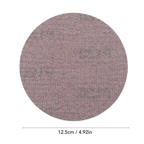 Grab These Fafeicy 50 Pc Mesh Sanding Discs For Drywall That Are Dustless And Non Clogging With 120 Grit To Smack Out Smooth Finishes Without The Messy Cleanup Hassle On Paint And Filler Fast - 5 inch mesh sanding disc in red and black.
