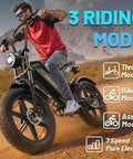 Person riding 20 Inch Fat Tire Electric Bike For Adults With 1500 Watt Peak Motor Removable 48V 15Ah Battery in desert terrain
