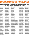 List of models for Kenmore & LG washers including WM series and compatibility details.