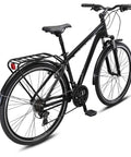 Rear view of Discover 2 Hybrid Bike With 700c Wheels And 21 Speed EZ Fire Shifters Lightweight Alloy Frame for city commutes.