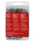 Short Steel Pop Rivets 1/8 Inch Diameter 100 Piece Set For Sheet Metal Leather Fabric And Auto Body Quick Fix Fasteners pack with instructions.