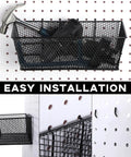 Six Piece Pegboard Baskets Set Wall Mount Wire Pegboard Baskets In Three Sizes Small Medium Large For Tools And Crafts