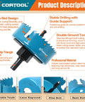 Open Slot Hole Saw Kit With Double Ground Teeth 21 Piece Drill Bit Set with blue saw blade and anti-slip triangle shank