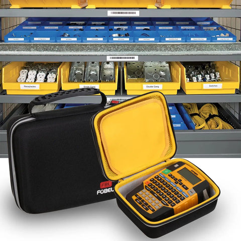 Ultimate Heavy Duty Hard Case For Dymo Rhino 4200 Label Maker Built Different Badass Drop Proof Eva Armor with yellow interior.