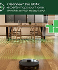 Max 705 Robot Vacuum With Auto Empty Dock And Kickass Suction expertly maps wooden floor with LiDAR navigation in dining room