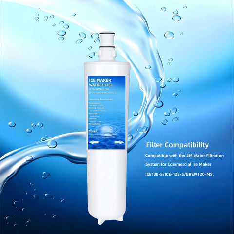 No Gimmicks 3M High Flow Water Filter Replacement 3 Pack Compatible With Hf20 And Hf25 Coconut Carbon Ice Maker Cartridge shown with compatibility details.