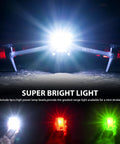 Rechargeable Drone Strobe Light LED Lamp For Night Flights FAA Ready Beacon illuminating the ground and three light colors.
