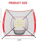 7 By 7 Foot Baseball And Softball Practice Net With Stable Bow Frame And Heavy Duty Mesh Strike Zone Target Ultra Portable Pitching Net For All Ages And Skill Levels.
