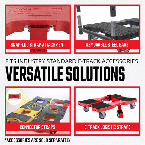 Heavy Duty 4 Wheel Dolly With E Track Push Cart 1200 Lb Capacity Furniture Moving Cart Modular Cargo Platform Made In USA Red