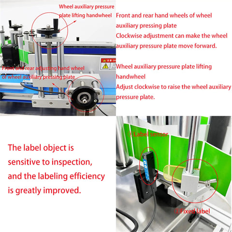 Slick Automatic Desktop Conveyor Round Bottle Labeler Featuring Precision Photoelectric Sensor and Quick Dial Adjustments details.