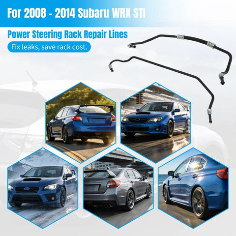 Subaru WRX STI 2008-2014 Power Steering Rack Repair Lines Kit Metal Hydraulic Transfer Lines Left Hand Drive Only Leaks Behind Insulation Sealed DIY Friendly Repair To Save Rack Replacement
