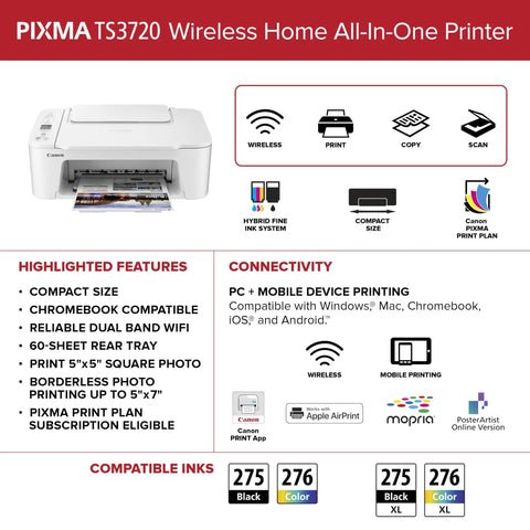 All In One Wireless Printer For Home Use With Easy Setup And Fast Print Speeds Print Copy Scan In One Compact White Unit