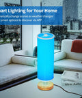 Smart RGB Table Lamp With Dimmable Warm To Cool White Light Remote And App Control Alexa Compatible Nightstand Lamp by window