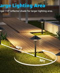 Low Voltage Landscape Lighting Kit 12V With 8 Path Lights And 4 Spotlights illuminating wooden pathway in garden
