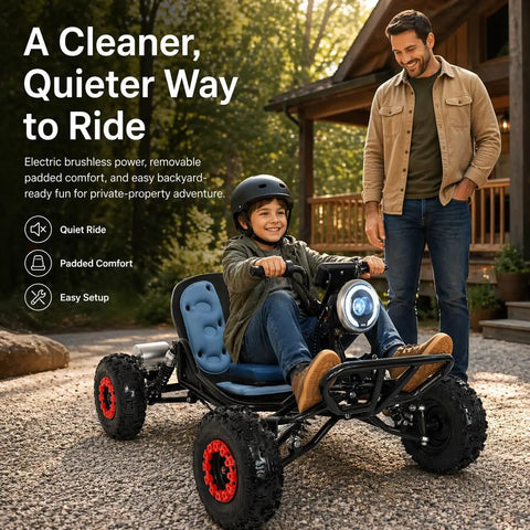 Electric Go Kart For Teens And Adults With 48V 2000W Motor, Off Road Adrenaline Ride Reaching 31 MPH in garden setting