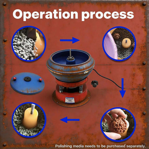 Operation process of Three Point Five Liter Vibratory Rock Tumbler For Jewelry Polishing Electric Shaker Bowl with media