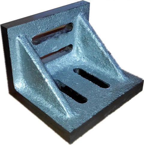 Heavy Duty Slotted Angle Plate 3 1/2 Inch By 3 Inch By 2 1/2 Inch Webbed Cast Iron Pro Grade Precision Machining Fixture For Milling Layout And Inspection In The Workshop