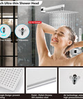 Wall Mount Shower System With Square Rain Head And Hand Sprayer Includes Rough In Valve Body And Trim Kit 10 Inch Chrome Finish