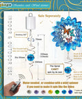 Eye-Catching Gazing Ball Spiral Tail Wind Spinner Crystal Orb With Swivel Hook Sun Catcher Rainbow Maker Hanging Decor For Yard And Garden Rotating Art Ornaments Great Gifts 13-Inch Height, blue spiral with crystal ball
