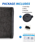 Package contents of Magnetic Garage Screen Door For Two Cars 18x7 Feet With Retractable Fiberglass Mesh, 40 Magnets.