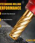 Cylindrical Tungsten Carbide Cutter with Titanium Nitride Coating showing milling performance, for die grinder kits.