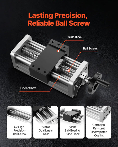 Precision Linear Stage Actuator With 100 mm Stroke For CNC Routers And 3D Printers X Y Z Axis Dual Ball Screw And Dual Guide Rails Handwheel