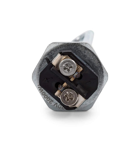 Close-up of Beefy Watt Density 2000W 120V Screw In Water Heater Element With One And A Half Inch NPSM Steel Bushing Universal Replacement For Most Water Heaters Fits Residential And RV Use Easy Install showing connection end.