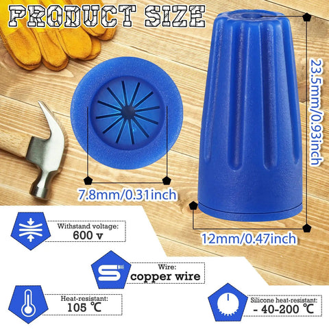 150 Pcs Waterproof Wire Connectors Outdoor Splice Terminals For 22 To 12 AWG Cable Wire Blue, DIY Friendly, plug and play