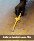 4 In 1 Grout Removal Tool Scraper With Tungsten Carbide Head cleaning ceramic tile joint with glove on hand
