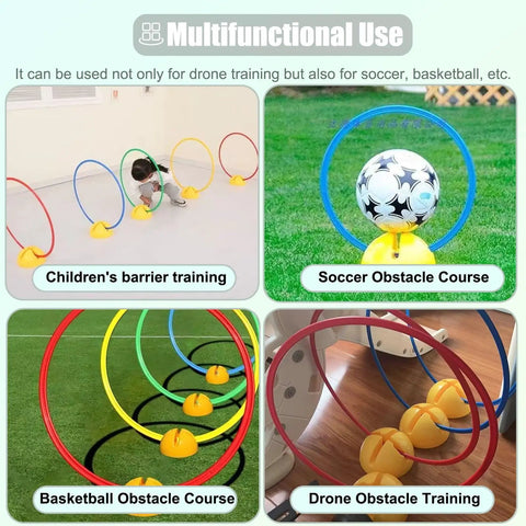 Drone Obstacle Course Gate Kit with Three Easy Assemble Hoops for Soccer, Basketball, Children's Barrier, and Drone Use