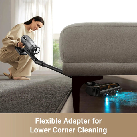 Game Changing Cordless Vacuum Cleaner With 850W Motor And 90 Minute Runtime Kicks Out Stubborn Pet Hair and Deep Grit for corner cleaning.