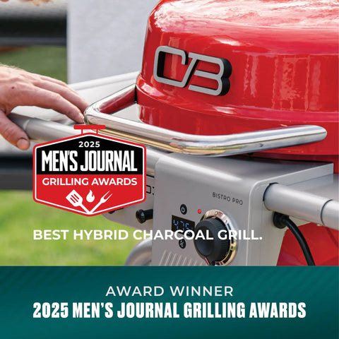 2025 Men's Journal award-winning 3-In-1 Dual Fuel Outdoor Grill And Griddle With Electric And Charcoal Modes, red finish.