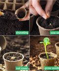 Process of using 200 Pack 3.15 Inch Biodegradable Peat Pots For Seedlings With 200 Plant Labels Outdoor Garden Germination Starter Kit.
