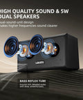 Portable Mini Guitar Amplifier With Clean And Distortion Channels 5W Rechargeable Bluetooth Practice Amp showcasing dual speakers