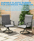 Two patio swivel chairs on pavers featuring 64 Pack Rubber Stem Bumper Glides For 1/4 Inch Mounting Hole Replacement Chair Glides