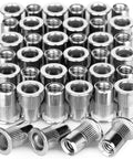 40 Pcs Steel 1/4-20 Rivet Nuts Kit - Heavy-Duty Threaded Insert Nutserts With Knurled Round Body, Corrosion Resistant