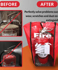 Large Fire Extinguisher Cover Pack Of 6 Heavy Duty Dustproof Scratch Resistant Protective Sleeve For 10 To 20 Lbs Units Waterproof Weatherproof Shield Clear Durable Cover For Home Office Boat Car Emergency Equipment showing before and after protection