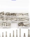 Workhorse Grade Chicago Screws And Rivet Socket Binders For Furniture Projects Nickel Plated Carbon Steel assortment in storage case.