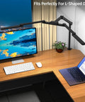 Dope Transformable LED Desk Lamp With Clamp For Home Office and Studio 41.5 Inch Architect Style on L-shaped desk