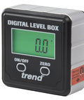 Digital Level Box And Angle Finder With Slick Magnetic Base And Backlit LCD Screen For Table Saw Miter Saw Blade Setup And Zero Sweat Bevel Cuts That Get Your Blades Dead On For Any Weekend Warrior Shop Build Black, showing green LCD display and buttons.