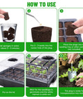 Instructions for using Seed Starter Plugs Pack 50 Pcs Germination Boosters with Organic Peat and Coco Coir Rooting Sponges.