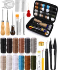 Heavy Duty All In One Sewing Kit For Cars, Carpets, Shoes, And Backpacks Includes 25 Hand Needles, 12 Upholstery Thread Spools, 3 Awl Tools