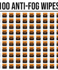 Care Touch anti-fog lens wipes, 100 individually wrapped packets in orange and black packaging.