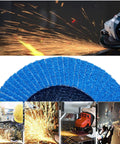 Premium Zirconia Flap Discs 40 Grit Coarse 4 Inch 3 Pack shown in use for metal grinding and polishing, sparks flying.