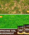 Before and after of lawn using Plant And Lawn Growth Booster With Liquid Bone Meal Fertilizer To Revitalize Soil And Boost Root Health.