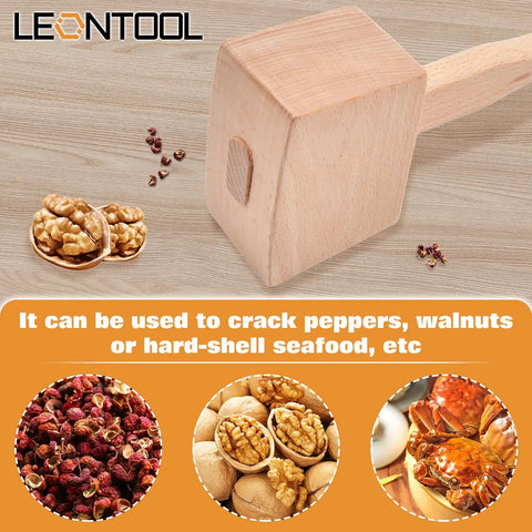Beech Wood Mallet 9.5 Inch Hand Hammer For Woodworking And Leather Projects next to walnuts and spices